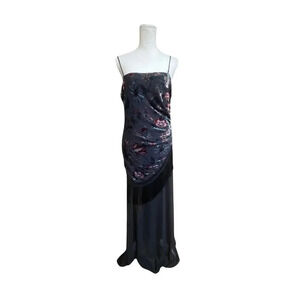 Vintage Dave and Johnny by Laura Ryner floral and fringe velvet formal dress